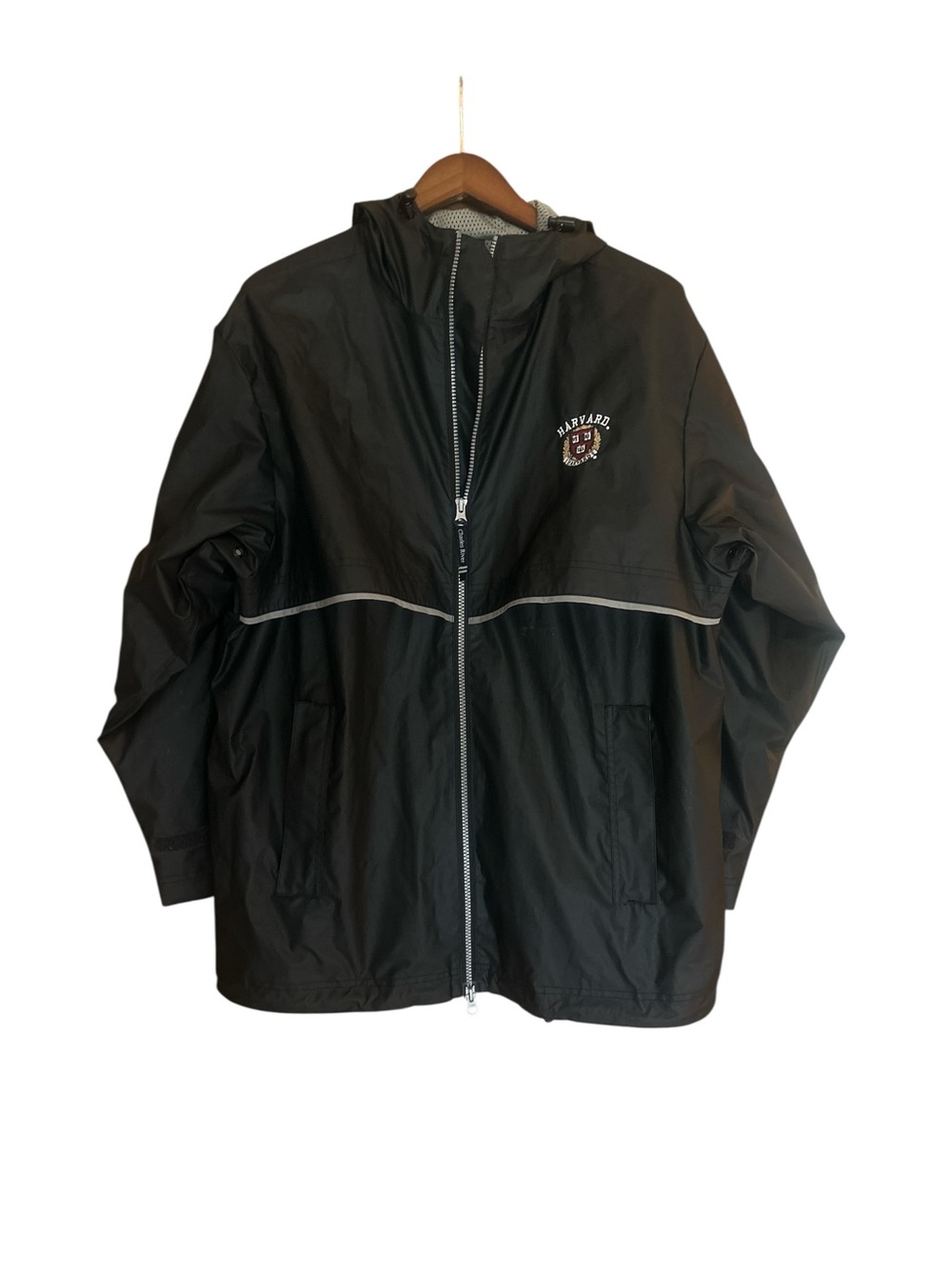 Harvard University Charles River Windbreaker Jacket Mens Small Black